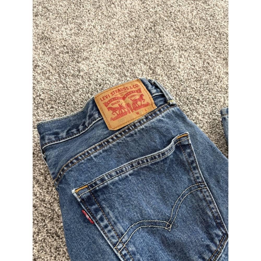 Levis 505 Jeans Men's 36x32‎ Blue Straight Leg Cotton Denim Levi's Dark Wash